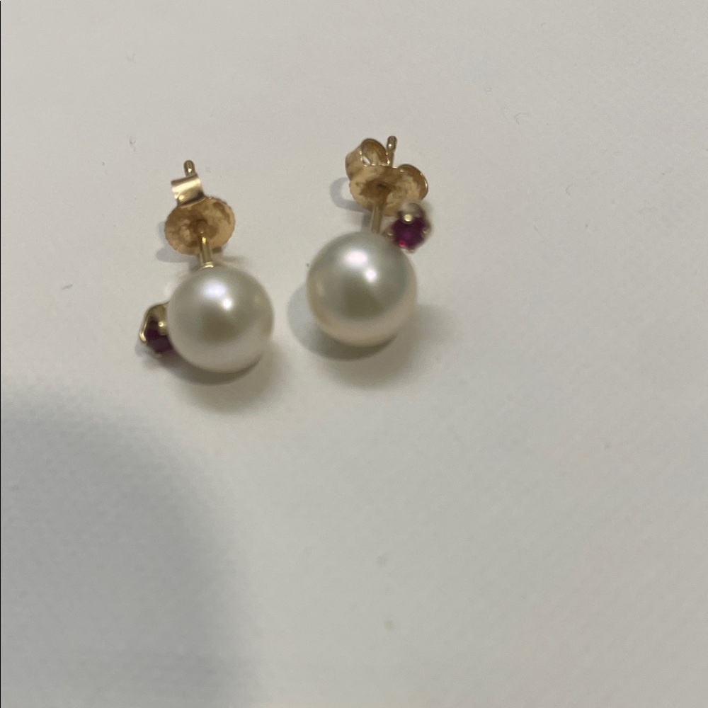 Pearl and Ruby 14k Studs